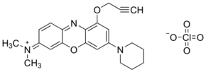 [7-(Piperidin-1-yl)-9-(2-propynyloxy)phenoxazin-3-ylidene]dimethylammonium perchlorate