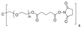 Poly(ethylene oxide), 4-arm, succinimidyl glutarate terminated