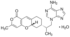 Aminopurinyl pyranobenzopyranone monohydrate