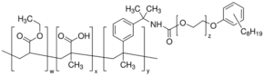 Poly[ethyl acrylate-co-methacrylic acid-co-3-(1-isocyanato-1-methylethyl)-α-methylstyrene], adduct with ethoxylated nonylphenol solution