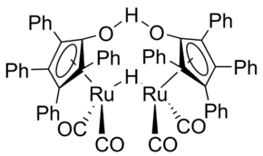 1-Hydroxytetraphenyl-cyclopentadienyl(tetraphenyl-2,4-cyclopentadien-1-one)-μ-hydrotetracarbonyldiruthenium(II)