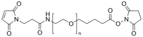 Poly(ethylene glycol) (N-hydroxysuccinimide 5-pentanoate) ether N′-(3-maleimidopropionyl)aminoethane